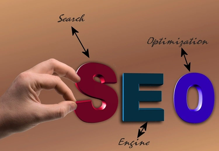 SEO Instant Appear HighSoftware99.com illustration showing Search Engine Optimization (SEO) with 3D SEO letters and a hand symbolizing higher Google rankings.