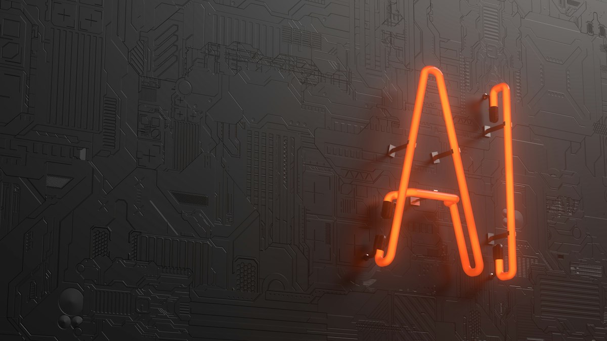 Artificial intelligence concept on a digital circuit board