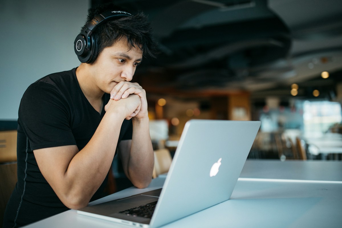 Student using a laptop for homework and study