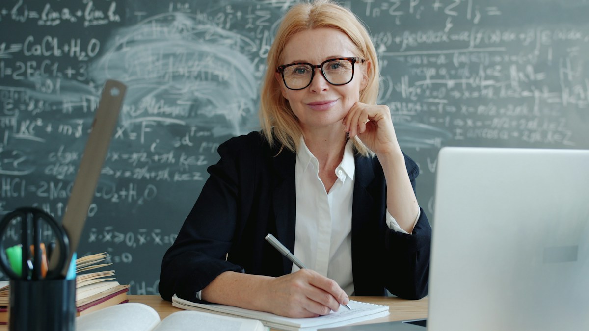 Teacher working in a classroom