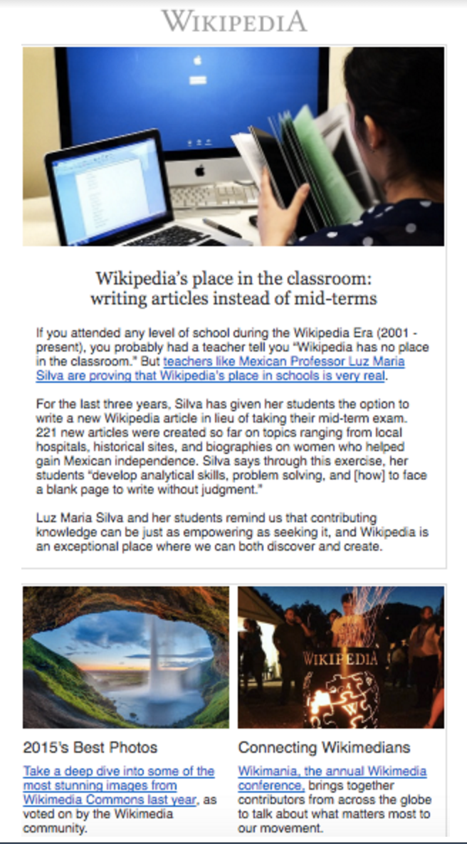Example email newsletter